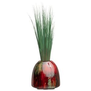 Vintage Charles Noke Oxblood Flambė-Glazed  Small Ceramic Vase w/ Dune Grass-EUC